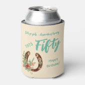 Boho Hoefijzer Wildbloemen 50ste verjaardag Blikjeskoeler (Blikje Voorkant)