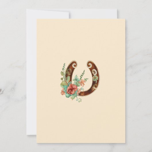 Boho Hoefijzer Wildbloemen 50ste verjaardag Kaart (Achterkant)