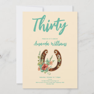 Boho Hoefijzer Wildflower Dertigste Verjaardag Kaart