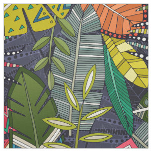 Boho Hojas middernacht Stof