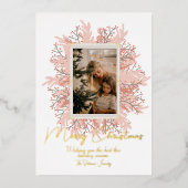 Boho Holiday Wreate Kerstfoto Folie Feestdagenkaart (Voorkant)