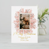 Boho Holiday Wreate Kerstfoto Folie Feestdagenkaart (Staand Voorkant)