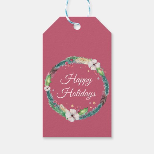  Boho Holiday Wreath Cadeaulabel (Voorkant)