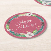  Boho Holiday Wreath Ronde Kartonnen Onderzetter (Gebogen)