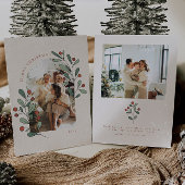 Boho Holly Familie Foto Kerst Kaart