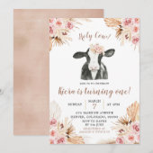 Boho Holy Cow Girl Anniversaire Invitation (Devant / Derrière)