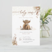 Boho Holy Cow Highland Cow Baby shower Invitation (Debout devant)