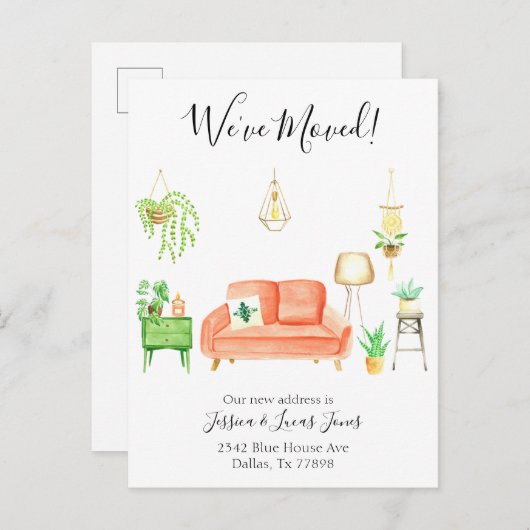 Boho Home Moving Faire-part Nous avons déménagé (Devant / Derrière)