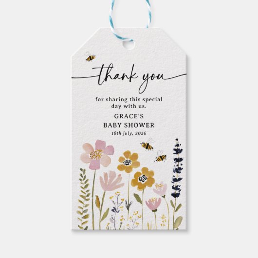 Boho Honey Bee Baby Shower Cadeaulabel (Voorkant)