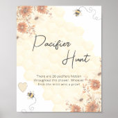 Boho Honey Bee Baby shower Pacifier Hunt Poster (Voorkant)