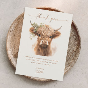 Boho Hoogland Koe Neutrale Couples Baby Shower Bedankkaart