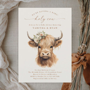 Boho Hoogland Koe Neutrale Couples Baby Shower Kaart