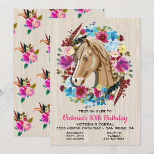 Boho Horse Anniversaire Fête Invitation