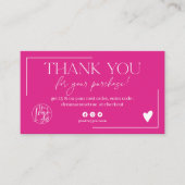 Boho hot roze script bestelling dank u visitekaartje (Voorkant)