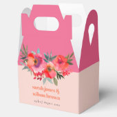 Boho Hot Roze Sinaasappel Waterverf Bloemen Bruilo Bedankdoosjes (Geopend)