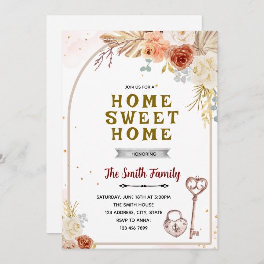 Boho housewarming party Invitation (Devant / Derrière)