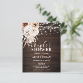 Boho Hout Pampa Gras Bloem Koppels Shower Uitnodiging Briefkaart (Staand voorkant)