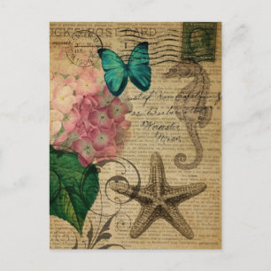 boho Hydrangea vlinderzeester Frans Botanisch Briefkaart
