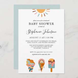 Boho Ice Cream Achtertuin Baby shower Kaart