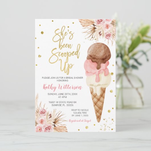 Boho Ice Cream nuptiale douche Invitation (Debout devant)
