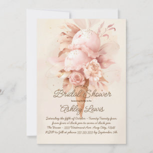 Boho ijs uitnodiging, blush ijs kaart