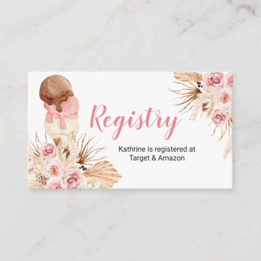 Boho IJscrème Bloem Waterverf Register Insteekkaar Informatiekaartje (Voorkant)