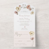 Boho IJslandse Waterverf IJsland Poppy Flowers All In One Uitnodiging (Binnen)