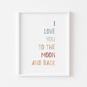 Boho Ik hou van je naar de maan en terug print