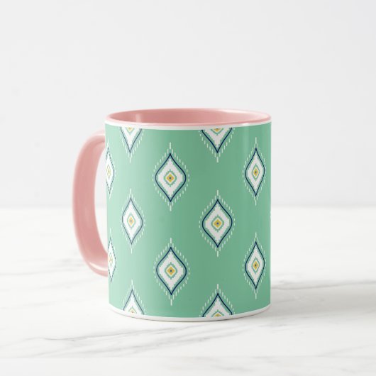 Boho Ikat Green Patroonkleurig Mok (Voorkant links)