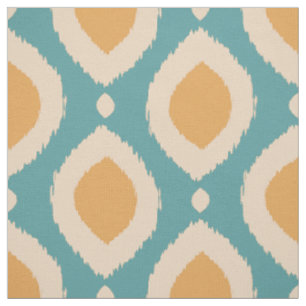 Boho Ikat print Aqua Yellow Tribal Girly Stof