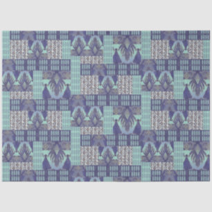 BOHO IKAT  Rug Tribal Navy Blue Decoupage Tissuepapier