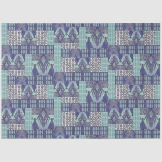 BOHO IKAT Rug Tribal Navy Blue Decoupage Tissuepapier (Voorkant)