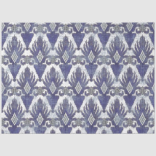 BOHO IKAT  Tribal Rustic Blue Decoupage Tissuepapier