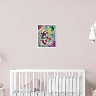 Boho Illustration Paresseux in de room tonen Poster
