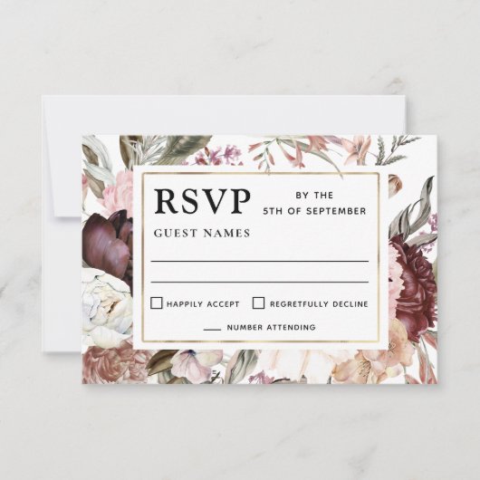 Boho Imaginaire aquarelle mariage floral RSVP (Devant)