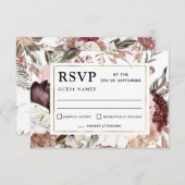 Boho Imaginaire aquarelle mariage floral RSVP (Devant / Derrière)