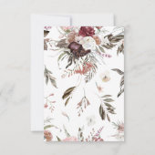 Boho Imaginaire aquarelle mariage floral RSVP (Dos)