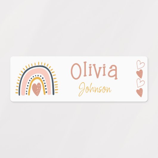 Boho imperméable Nom arc-en-ciel Étiquettes (Design 2)