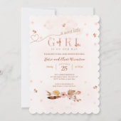 Boho Imprimer Baby shower rose Invitation (Devant)