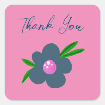 Boho Indigo Blauwe Bloem | Vierkante Feeststicker