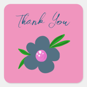 Boho Indigo Blue Flower   Sticker Square Party