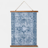  Boho Indigo Verdrietig Bloemen Perzisch Tapijt Hangend Wandkleed (Voorkant)