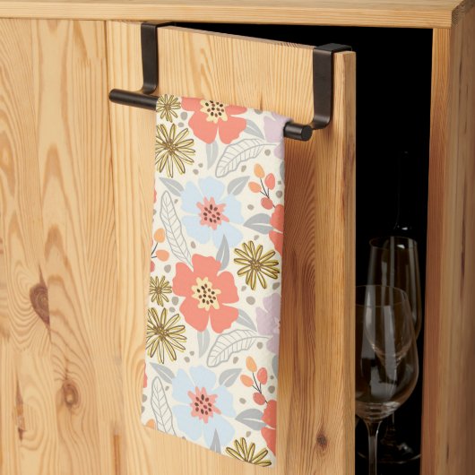 Boho Inspiré Floral Pattern Serviette de cuisine (Pliage en tiers)