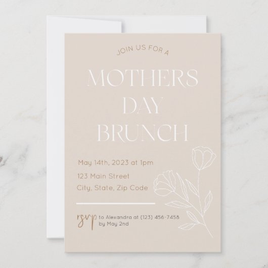 Boho Inspiré Mothers Day Brunch Invitation (Devant)