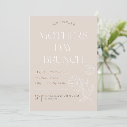 Boho Inspiré Mothers Day Brunch Invitation (Debout devant)