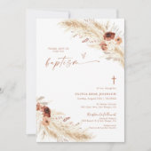 Boho Invitation Baptême, Pampas Grass Boho Christe (Devant)