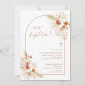 Boho Invitation Baptême, Pampas Grass Boho Christe (Devant)