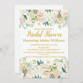 Boho Invitations de douche nuptiale White Gold Gre (Devant / Derrière)