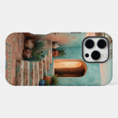 Boho iPhone 16 Pro Max Case | Moroccan Teal Stairc Hoesje (Achterkant horizontaal)