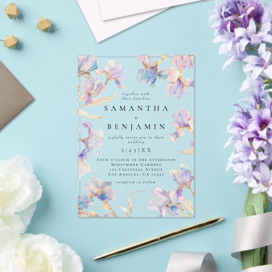 Boho Iris Wedding Acryl Uitnodigingen (Insitu (Huwelijk))